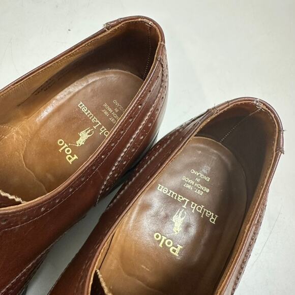 EUC Crockett & Jones x Polo Ralph Lauren Brown Calf Wingtip Benchmade England 11 - Picture 9 of 14